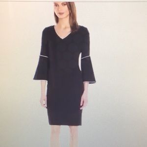 Calvin Klein Women’s Bell Sleeve Dress with Piping